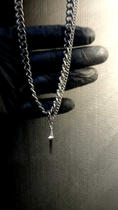 KALUNG TITANIUM RANTAI DOUBLE LAYER HIP-HOP SILVER LIONTIN BINTANG PADAT PRIA WANITA ANTI KARAT TIDAK LUNTUR-CJR TITANIUM