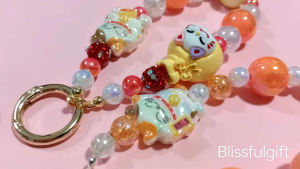 Handmade Unique CNY Fortune Cat Bag Charm Keychain Gift
