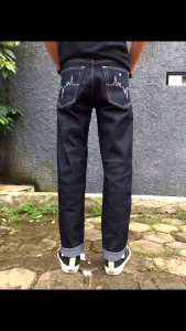 Jeans Pavel Premium Slim Fit Full Length Denim Pria Warna Abu-abu Tua Size 26-38