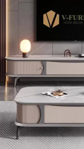 Bàn trà đơn Sofa phòng khách MASA mặt đá ceramic cốt gỗ MDF phủ sơn bệt kết hợp chân kim loại BT-46