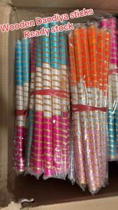 Wooden Dandiya Sticks Pair | Colorful Decorative Garba & Navratri Dance Sticks | Festival Celebration Accessory