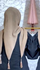 HIJAB SEGI EMPAT PARIS TASEL MUTIARA