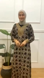 (COD) GAMIS SOGAN REMPEL BATIK CAP