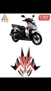 Striping Stiker Lis Les Body Motor Honda Vario Techno 110 2011 Putih Full Set Motif Standar