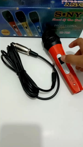 MICROPHONE VOCAL WARNA MERAH MIC KABEL KARAOKE SUARA EMPUK COLOKAN BESAR 65 MM