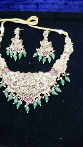 Green Beads Krishna Necklace