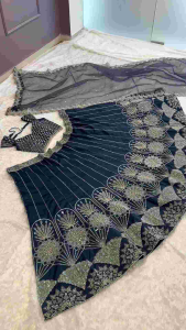 [PRE-ORDER] Semistitched Rangoon Silk With Sequence Lengha ( Delivery 10 Days )