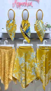 Edisi Kuning - Hijab VOAL MOTIF Jilbab Lemon Lime Mustard Kuning Kunyit Segiempat LaserCut