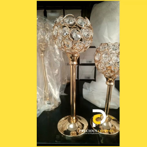 ELEGANT GOLD CRYSTAL TEA LIGHT CANDLE HOLDER / SPARKLERS