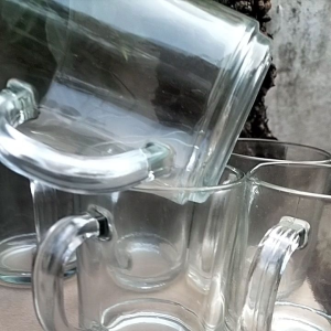 6pcs Gelas Kaca & Gelas Gagang Polos: Pilihan Tepat Untuk Cafe