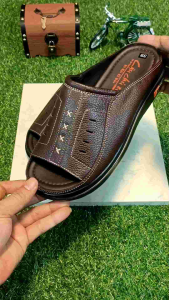 Dép nam Quai ngang Da bò Cao cấp giành cho tuổi trung niên VD05 mềm mại đế nhẹ