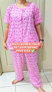 Women Baju Tidur Milk Silky Pyjamas Long Sleeve and Short Sleepwear.