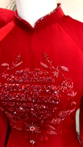 Áo dài cặp hỏi cưới đôi hạc đẹp