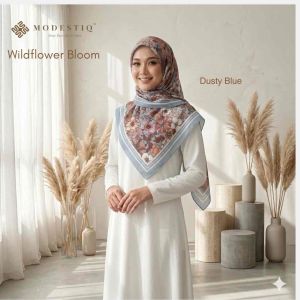 Modestiq Wildflower Bloom Cotton Square | Cotton Floral Printed Square Hijab | Soft Breathable Tudung