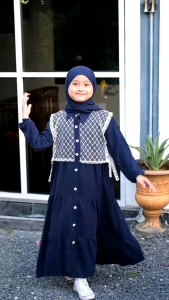 Gamis Muslim tulle Anak Set Hijab Gamis Daily tulle