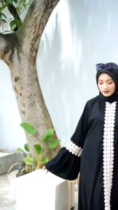 Abaya Celia Gamis Jubah Hitam Arab Turki Turky Maroko Mesir Saudi Madinah Dubai India Murah Umroh Haji Mewah Premium Bordir Baju Muslimah Pabrik Abaya Bangil  Pakaian Wanita Simple Remaja Sporty Unik Syari JetBlack