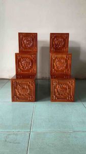 Bục tam cấp bàn thờ thần tài khắc Hoa Sen ( Hàng loại 1 100% Gỗ )