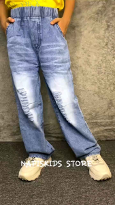 Celana anak jeans kulot polos snowblue usia 6-12 tahun