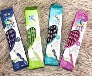 Hộp 12 cây viết chì định vị ngòi chì 2B cho nét chữ đậm và chuốt không gãy tặng kèm 1 cái chuốt cho bé