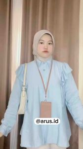 AMORA BLOUSE/BLOUSE POLO LINEN/BLOUSE RUFFEL/ATASAN WANITA LENGAN PANJANG/KEMEJA WANITA/BLOUSE TERBARU/BLOUSE KOREAN SCOP NECK RIB WITH BUTTOND