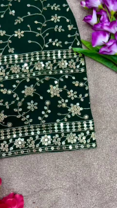 [PRE-ORDER] Ready Made  Faux Georgette With Heavy Embroidery Plazzo ( Delivery 15 Days )