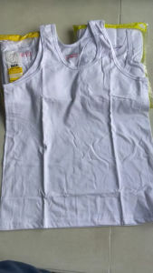 Kids Blue Corner Sando Sleeveless White Pure Cotton