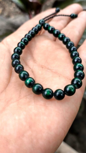 gelang tasbih akar Bahar tali arus hijau-size 6mm