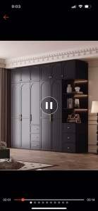 French retro style black wardrobe modern simple small apartment light luxury wardrobe