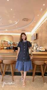 เดรสยีนส์รุ่นนี้ใช้ผ้ายีนส์ผสมคอตตอนอย่างดีนะคะ ใส่แล้วนุ่มสบายมาก ดีเทลชุดแต่งระบายผ้าคอตตอนลายสก็อตช่วhงกระโปรง แมทกับคอเสื้อ Tage::Pass word