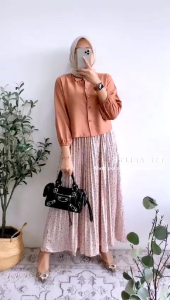 HELISA SET ROK VIRAL SETELAN ROK PLISKET WANITA TERLARIS ONESET OOTD WANITA KEKINIAN