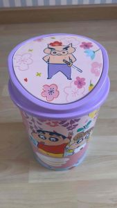 ถังขยะฝาปิดแบบสวิง ฝาสีม่วง ลายลิขสิทธิ์แท้