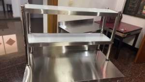 HEJI 304 Stainless steel Table For Kitchen 2-layer Worktable 3-layer Backrest storage table 120*60*80cm