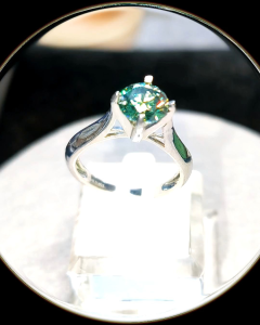 Nhẫn Bạc Ý Xi Kim - Vẻ Đẹp Hoàn Hảo Với Kim Cương Nhân Tạo Hột 7.1li Màu Xanh