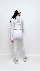 Setelan baju olahraga wanita leging panjang crop tangan panjang senam aerobic gym