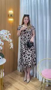 Daster Wanita Kekinian Dress Manohara Pendek Bali Leopard Viral [BISA COD]