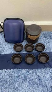 Oreas Zisha ceramic Travel Teapot Set 1 Pot 6Cup Porcelain Kung Fu Chinese Tea Set wt Infuser FREE Storage Bag 便携式紫砂旅行功夫茶具快客茶杯茶水分离公杯户外茶盘定制整套装