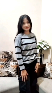 Sweater balaster polet garis rib anak 4-12 tahun/ Atasan anak perempuan