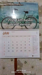 2026 -2027 Double A4 Christian Wall Calendar – Landscape Hanging Calendar with Bible Verses + Sticky note