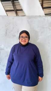 Atasan Wanita Muslimah Manset Jumbo Blouse Bahan Spandex Rayon Motof Polos Allsize LD120 LD140