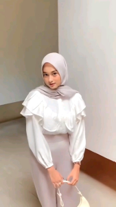 Baju Blouse Ruffle Pollo Linen Rafella