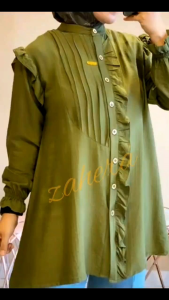 Atasan Kemeja Blouse Wanita Polo Linen