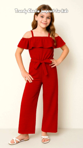 Charlie jumpsuit for kids 8-12 years old - bark crepe fabric