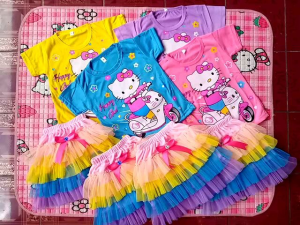 Setelan anak pelangi hello Kitty