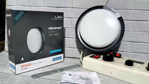 MEGAMAN Lampu LED Wall Lamp 15W 15 Watt Model Bulat Warm White 3000K Cahaya Kekuningan Bergaransi 2 Tahun Bulkhead ZDL1110-Y 15W