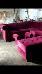 Satu Set Sofa L Kancing & Stool + 5 Bantal Gratis Ongkir Bandung