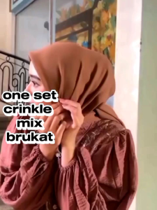 Setelan Celana Crinkle Terbaru & Mela Set Crinkle Kombinasi Brukat