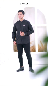 MICHAN Sarimbit michan new hawwa black baju muslim keluarga motif etnik sarimbit keluarga motif etnik warna hitam baju seragam keluarga warna hitam set kerudung sarimbit lebaran warna hitam gamis lebaran katun gamisbatikdewasasetkerudung famset warnahitam