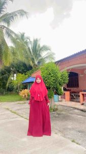 Hijab ผ้าคลุมผ้าร่องทรงย้วยหลังติดป้ายแบรนด์