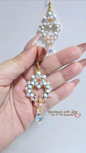 Handmade Vintage Swarovski Drop Earrings (Pale Blue/Pink)