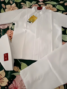 koko anak full kancing putih A&J manasik